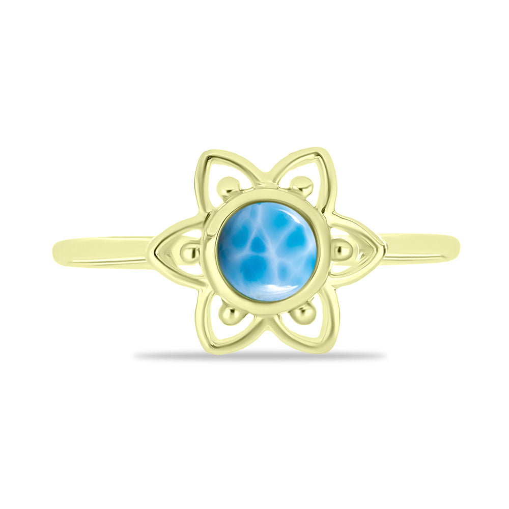 Anillo de Plata Bañada en Oro con Larimar 1 