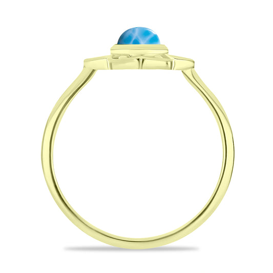 Anillo de Plata Bañada en Oro con Larimar