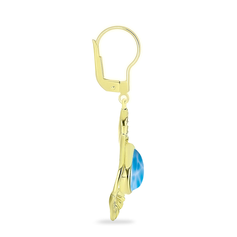 Pendientes de Plata Bañada en Oro con Larimar 2 