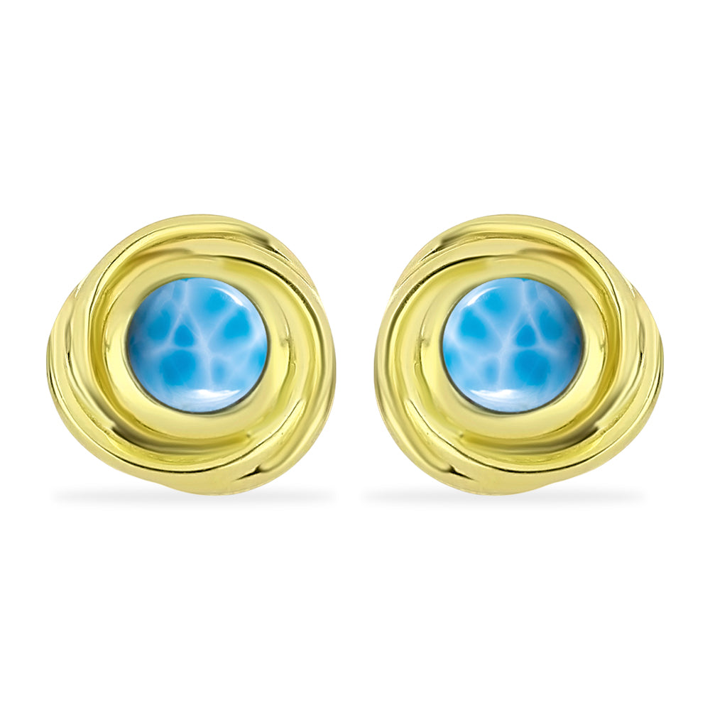 Pendientes de Plata Bañada en Oro con Larimar 1 