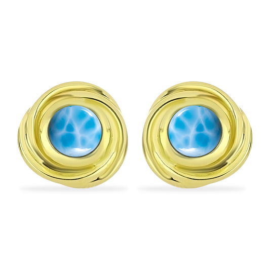Pendientes de Plata Bañada en Oro con Larimar