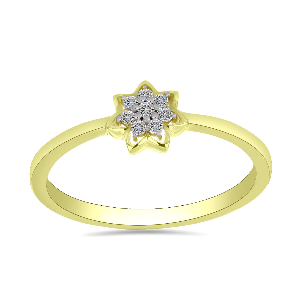 Anillo de Plata Bañada en Oro con Diamante blanco