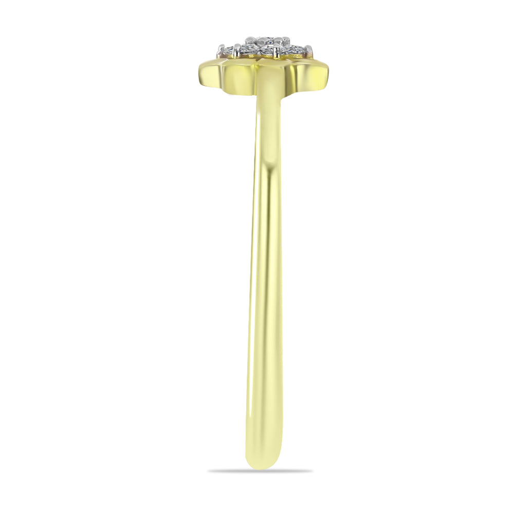Anillo de Plata Bañada en Oro con Diamante blanco 4 