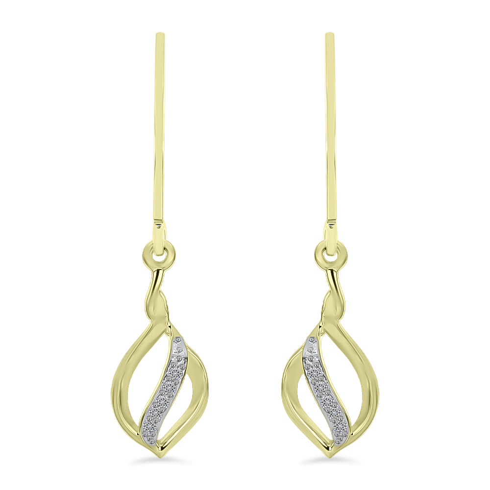 Pendientes de Plata Bañada en Oro con Diamante blanco