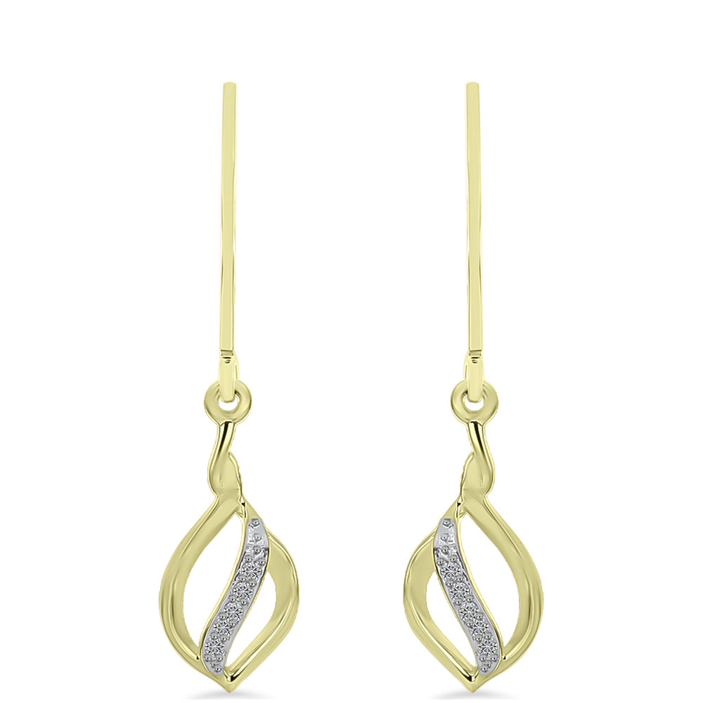 Pendientes de Plata Bañada en Oro con Diamante blanco 3 