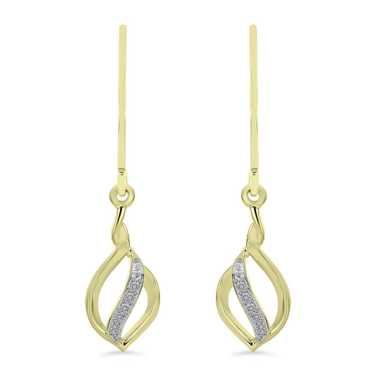 Pendientes de Plata Bañada en Oro con Diamante blanco
