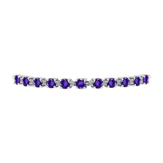 Pulsera de Plata con Amatista de Marruecos y Topacio Blanco