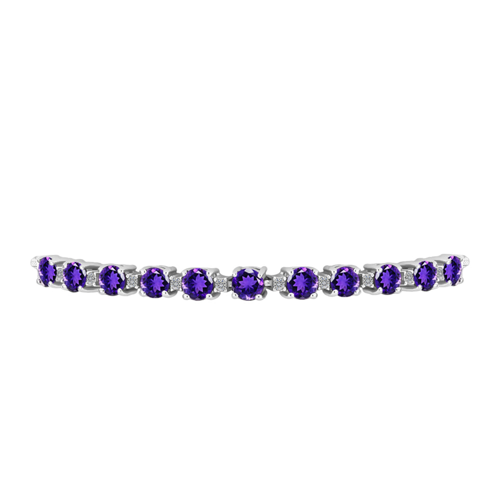 Pulsera de Plata con Amatista de Marruecos y Topacio Blanco
