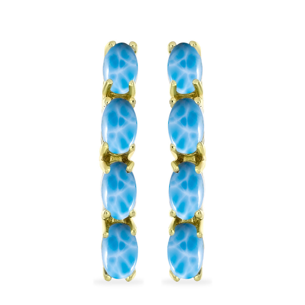 Pendientes de Plata Bañada en Oro con Larimar