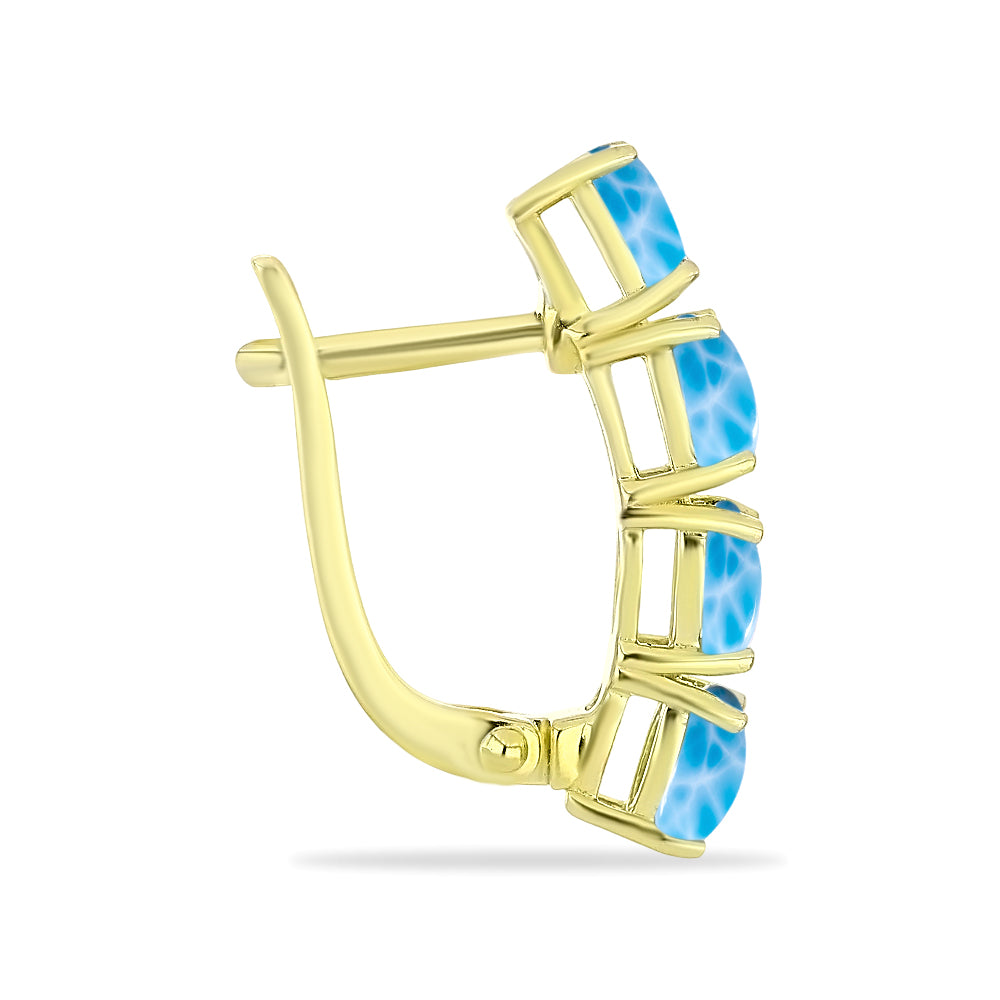 Pendientes de Plata Bañada en Oro con Larimar 2 