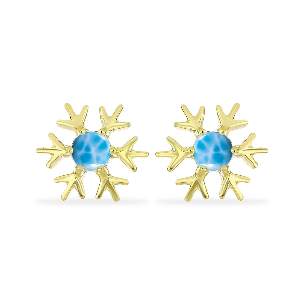 Pendientes de Plata Bañada en Oro con Larimar 1 
