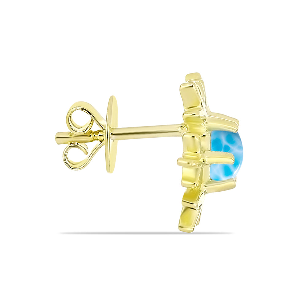 Pendientes de Plata Bañada en Oro con Larimar