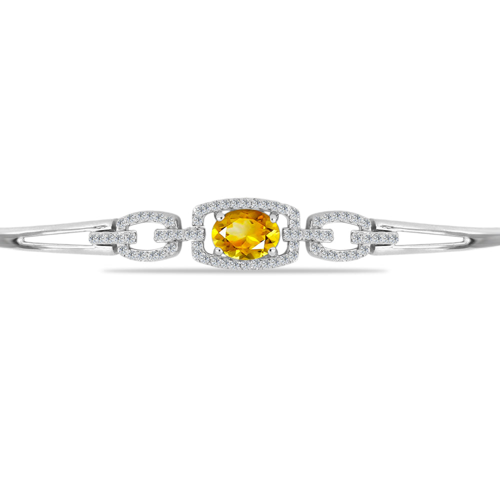 Pulsera de Plata con Citrino de Río del Oro y Topacio Blanco 1 