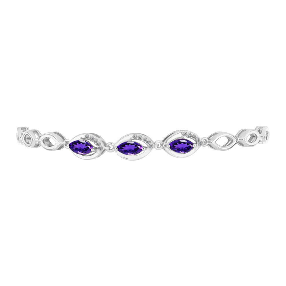 Pulsera de Plata con Amatista de Marruecos y Topacio Blanco 2 