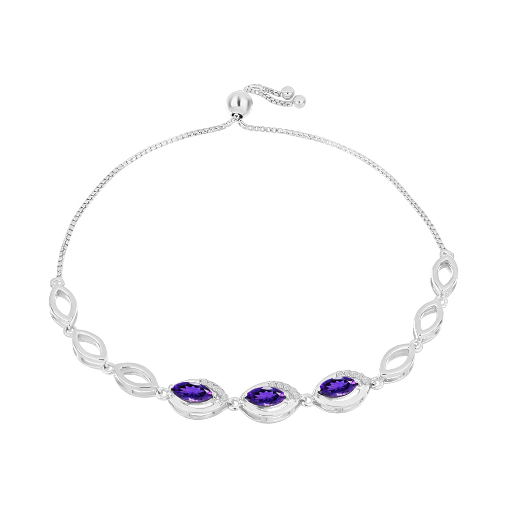 Pulsera de Plata con Amatista de Marruecos y Topacio Blanco 1 