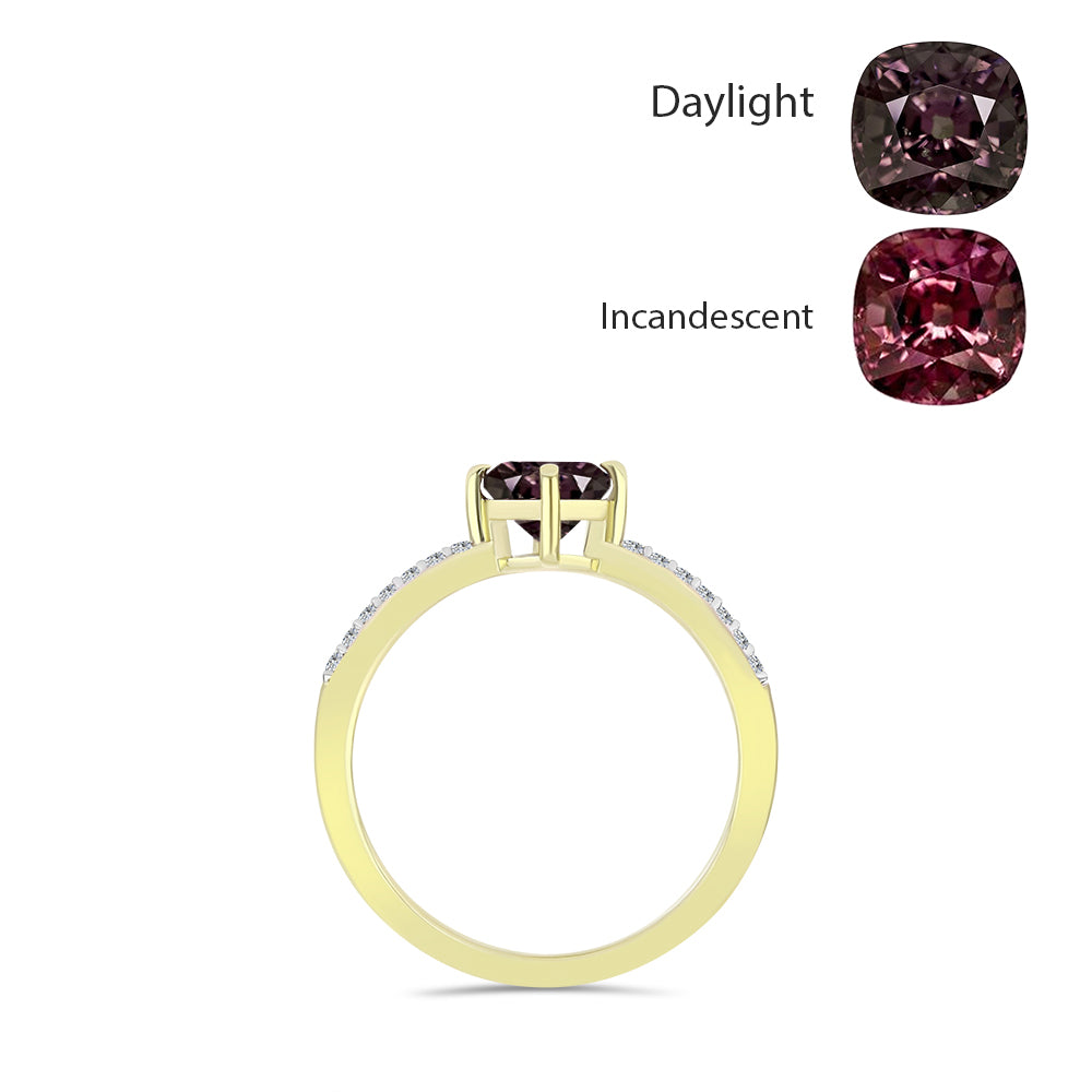 Anillo de Plata Bañada en Oro con Granate Bekily Multicolor y Topacio Blanco