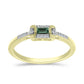 Anillo de Plata Bañada en Oro con Zafiro Verde y Topacio Blanco