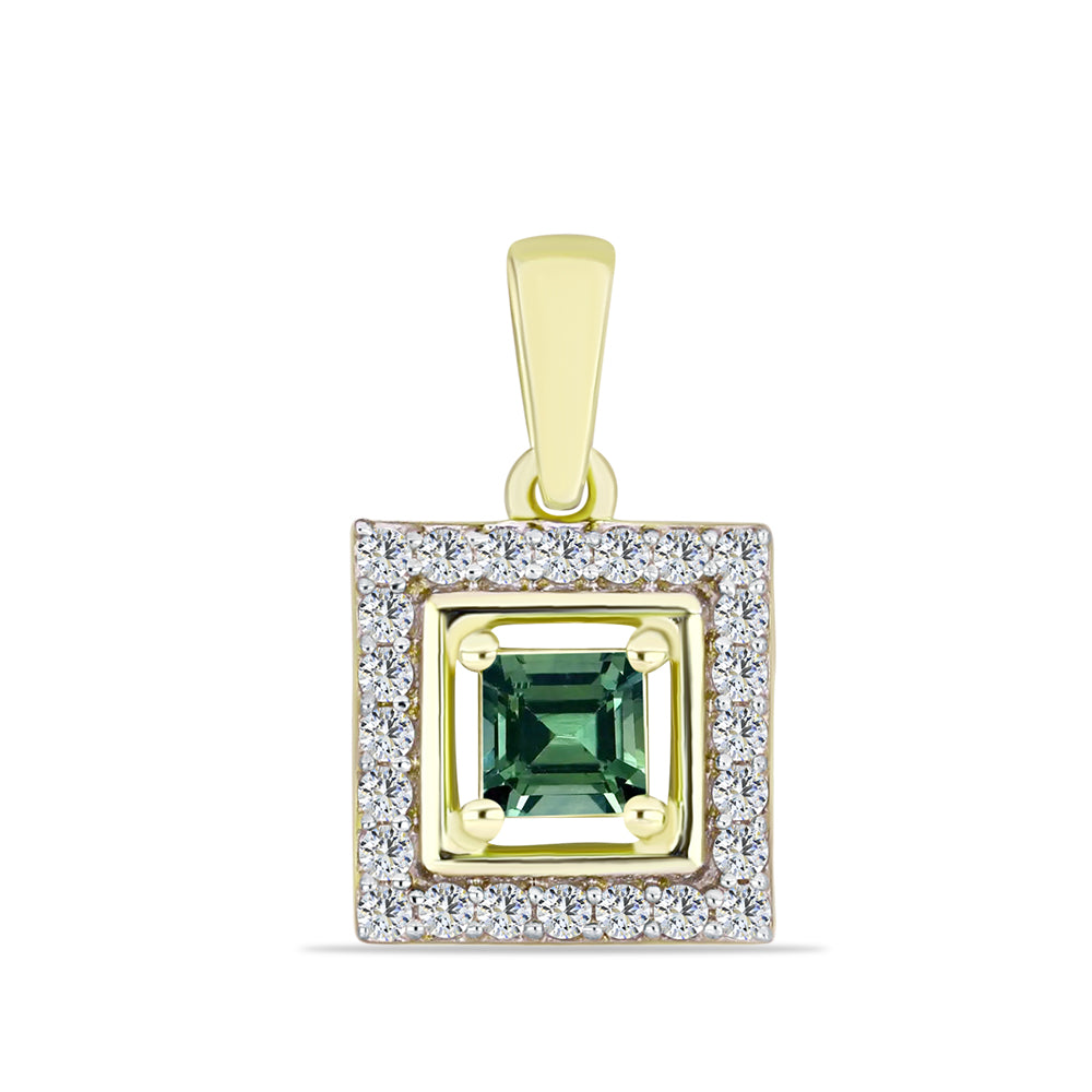 Colgante de Plata Bañada en Oro con Turmalina Verde y Topacio Blanco