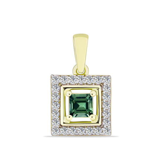 Colgante de Plata Bañada en Oro con Turmalina Verde y Topacio Blanco