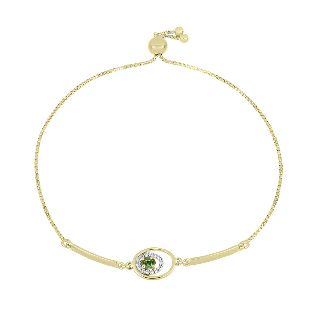 Pulsera de Plata Bañada en Oro con Zafiro Verde y Topacio Blanco 1 