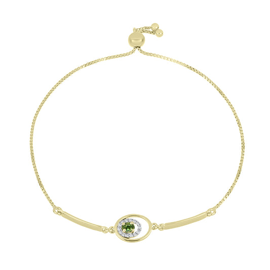 Pulsera de Plata Bañada en Oro con Zafiro Verde y Topacio Blanco