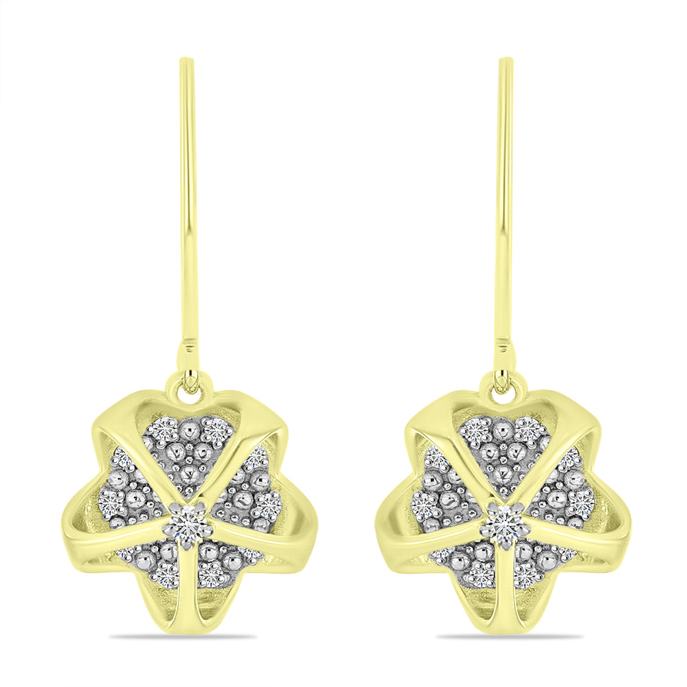 Pendientes de Plata Bañada en Oro con Diamante blanco 1 