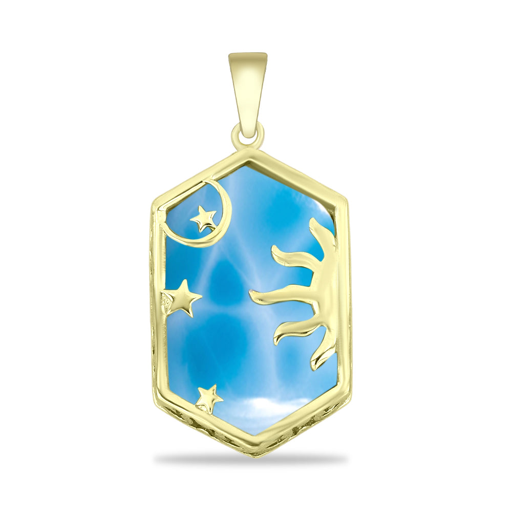Colgante de Plata Bañada en Oro con Larimar