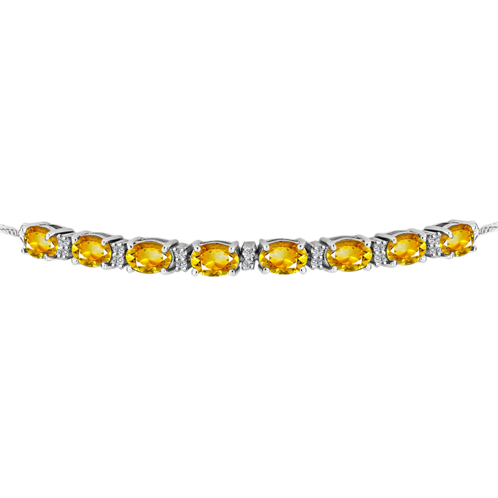 Pulsera de Plata con Citrino de Río del Oro y Topacio Blanco