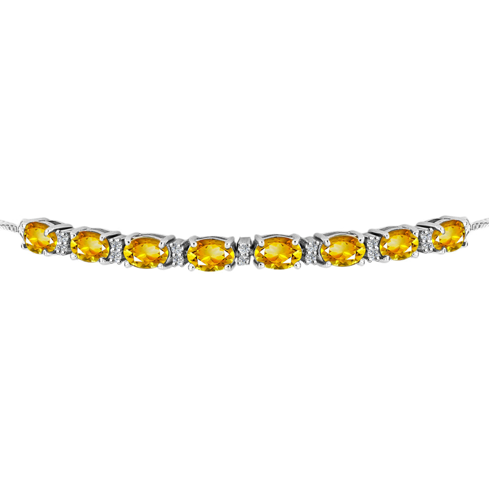 Pulsera de Plata con Citrino de Río del Oro y Topacio Blanco
