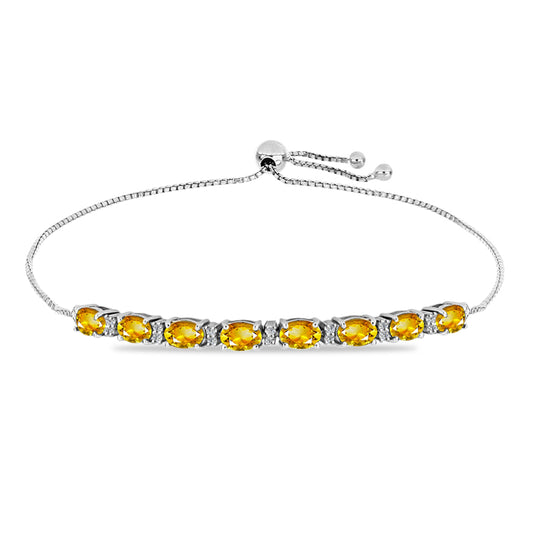 Pulsera de Plata con Citrino de Río del Oro y Topacio Blanco