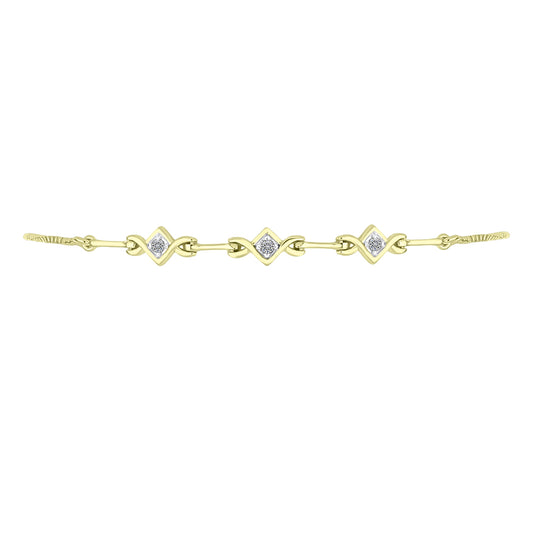 Pulsera de Plata Bañada en Oro con Diamante blanco