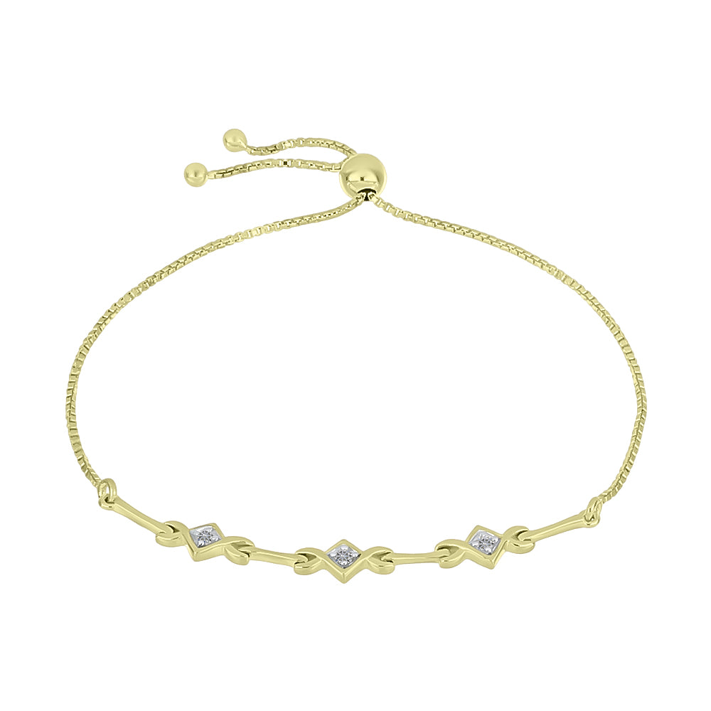 Pulsera de Plata Bañada en Oro con Diamante blanco 1 