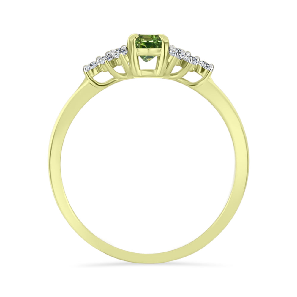 Anillo de Plata Bañada en Oro con Zafiro Verde y Topacio Blanco 2 