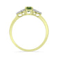 Anillo de Plata Bañada en Oro con Zafiro Verde y Topacio Blanco