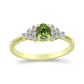 Anillo de Plata Bañada en Oro con Zafiro Verde y Topacio Blanco