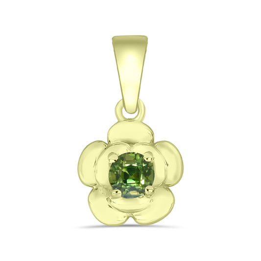 Colgante de Plata Bañada en Oro con Zafiro Verde