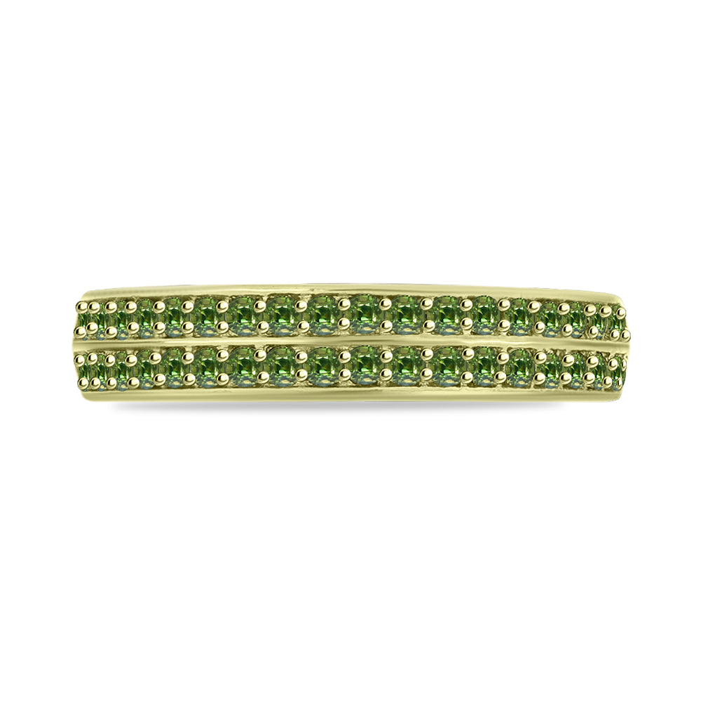 Anillo de Plata Bañada en Oro con Zafiro Verde 2 
