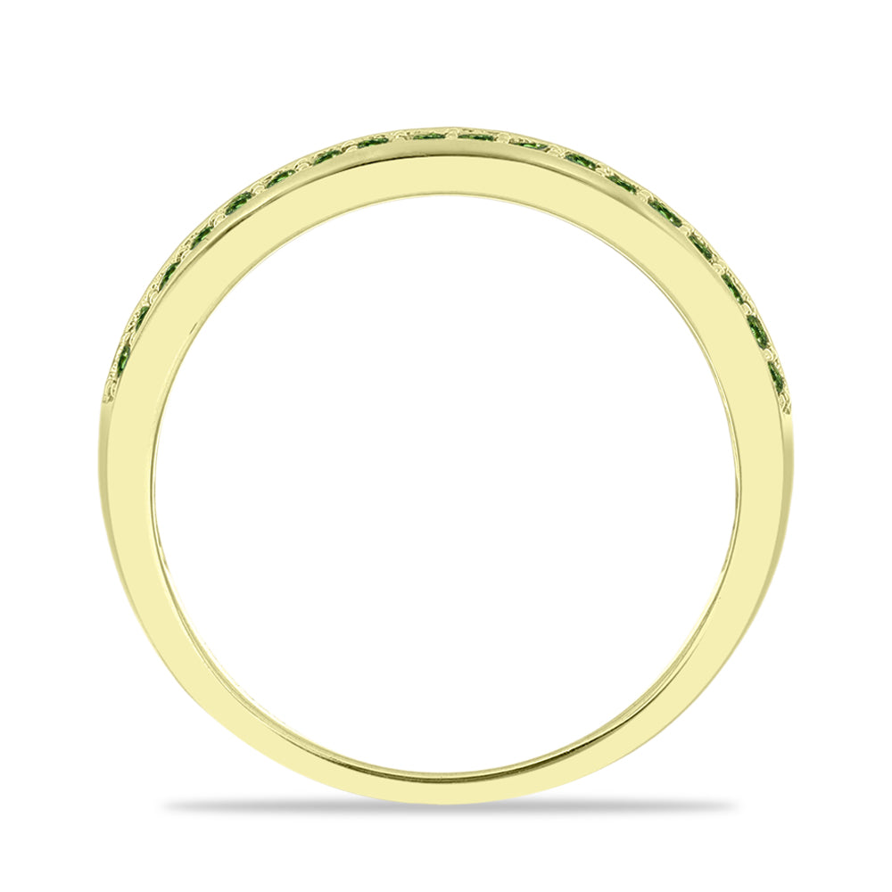 Anillo de Plata Bañada en Oro con Zafiro Verde 3 