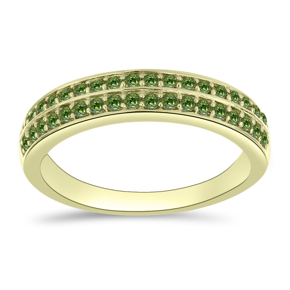 Anillo de Plata Bañada en Oro con Zafiro Verde 1 