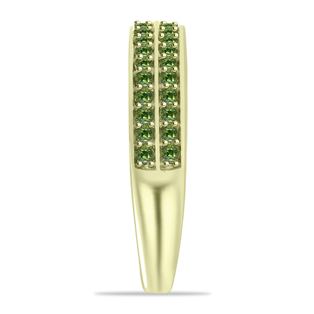 Anillo de Plata Bañada en Oro con Zafiro Verde 4 