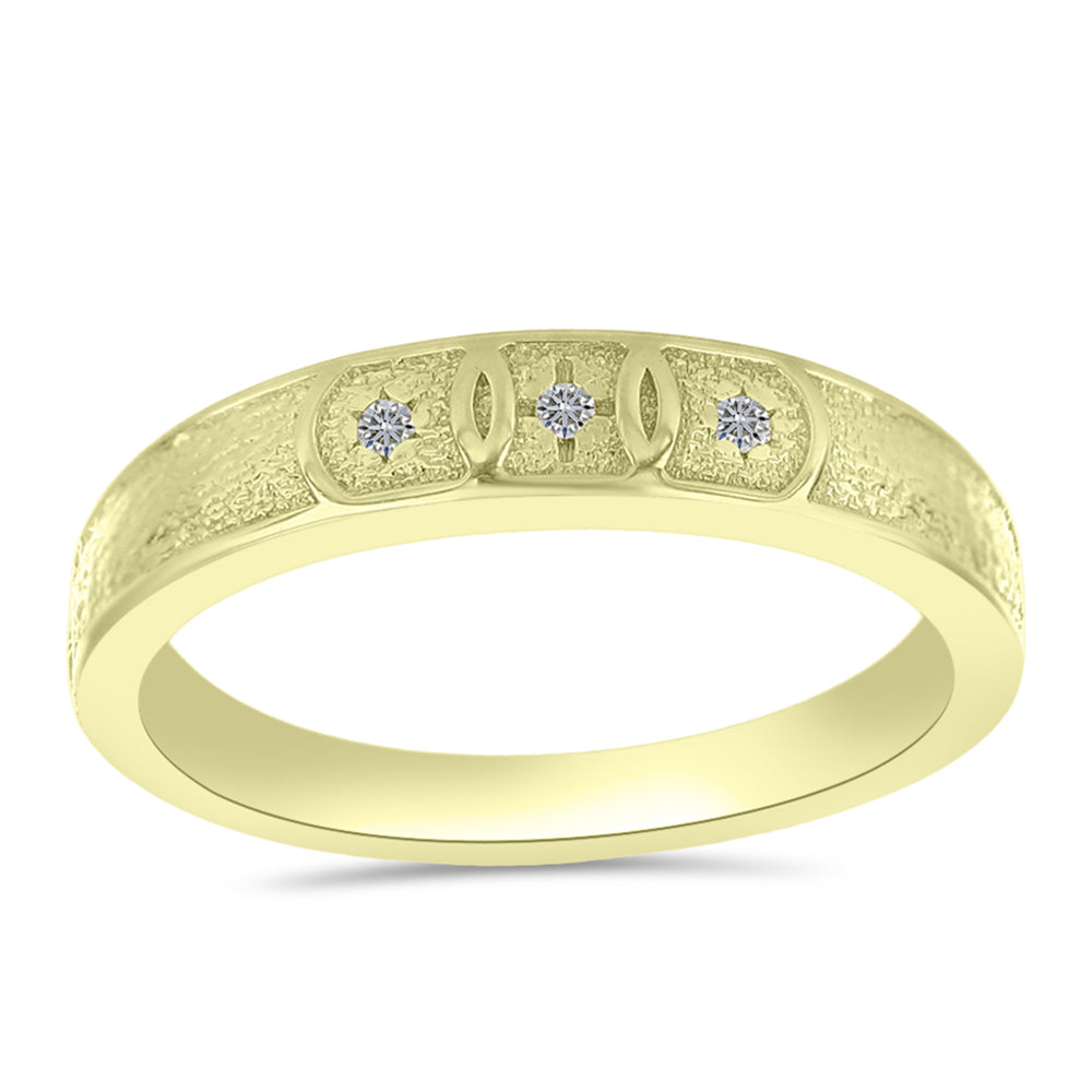 Anillo de Plata Bañada en Oro con Diamante blanco