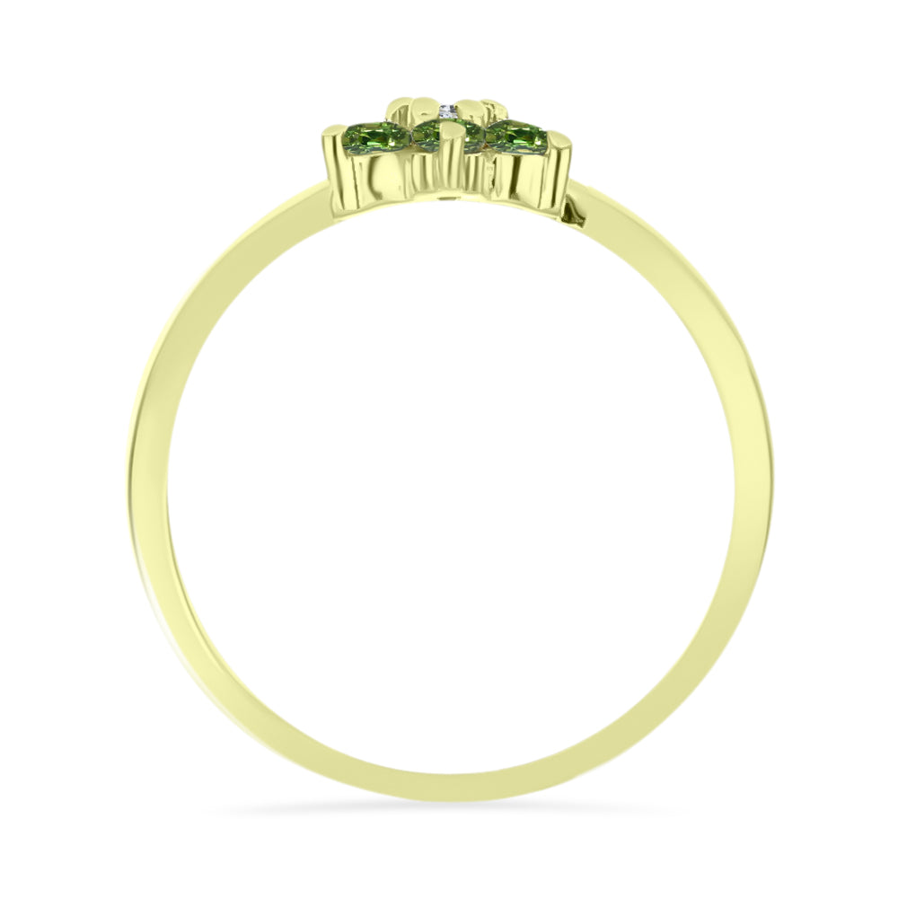 Anillo de Plata Bañada en Oro con Zafiro Verde y Topacio Blanco 2 