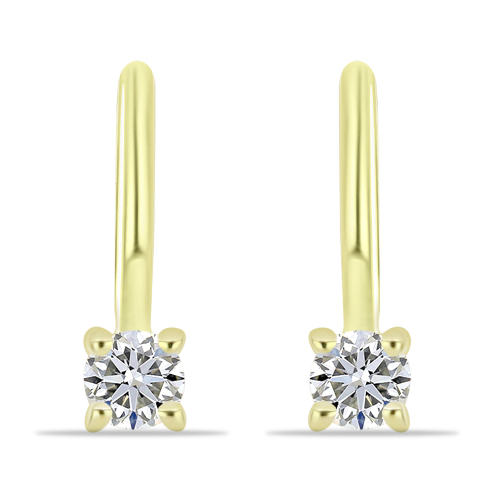 Pendientes de Plata Bañada en Oro con Diamante blanco