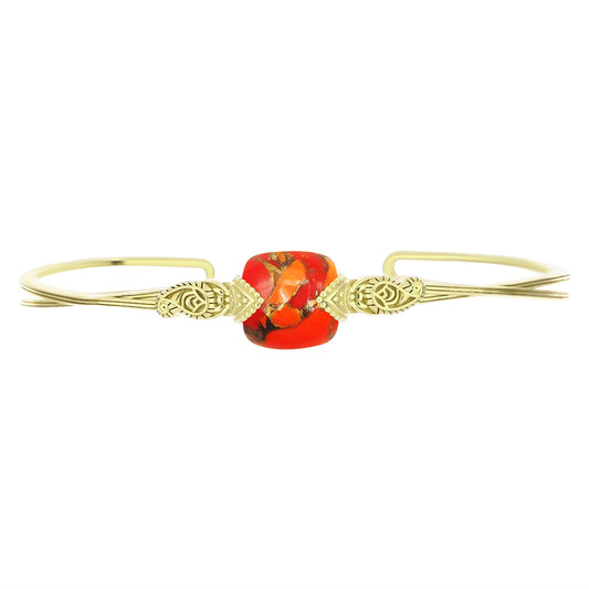 Brazalete de Plata Bañada en Oro con Turquesa de Mohave