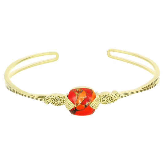 Brazalete de Plata Bañada en Oro con Turquesa de Mohave