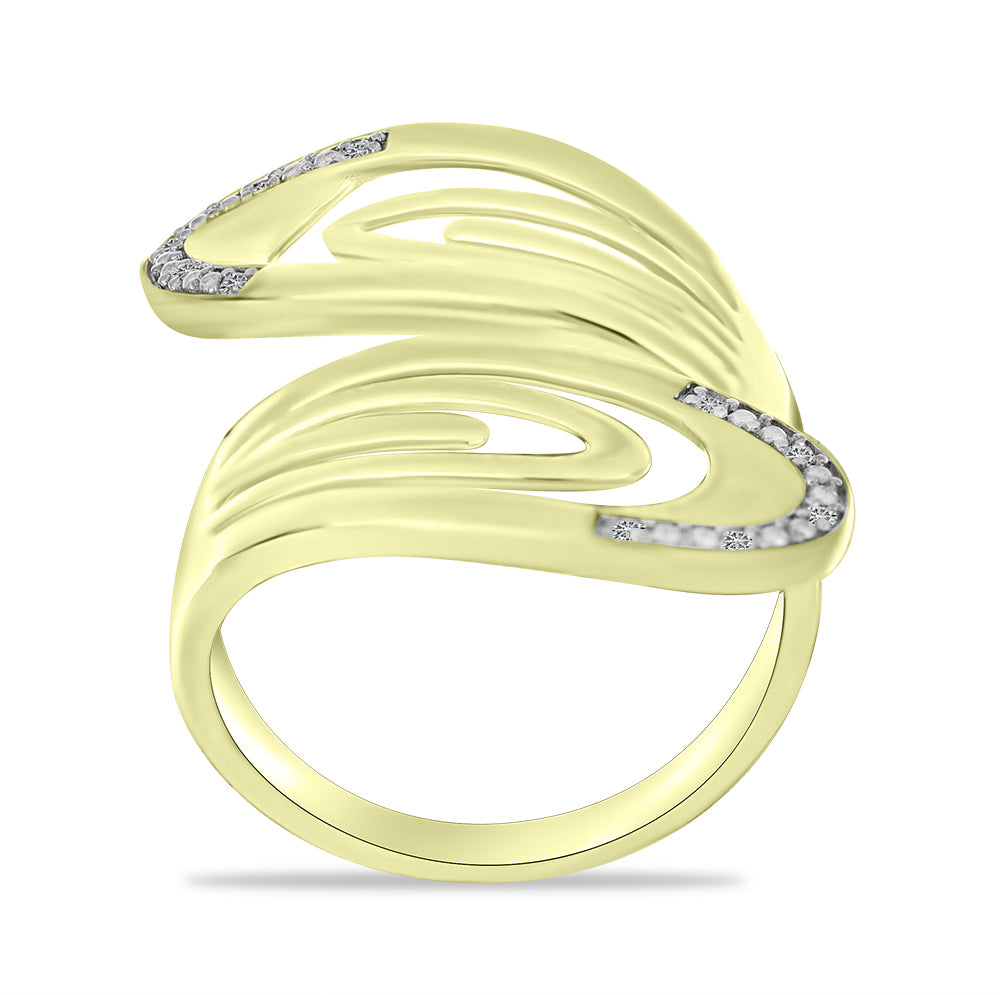Anillo de Plata Bañada en Oro con Diamante blanco 3 