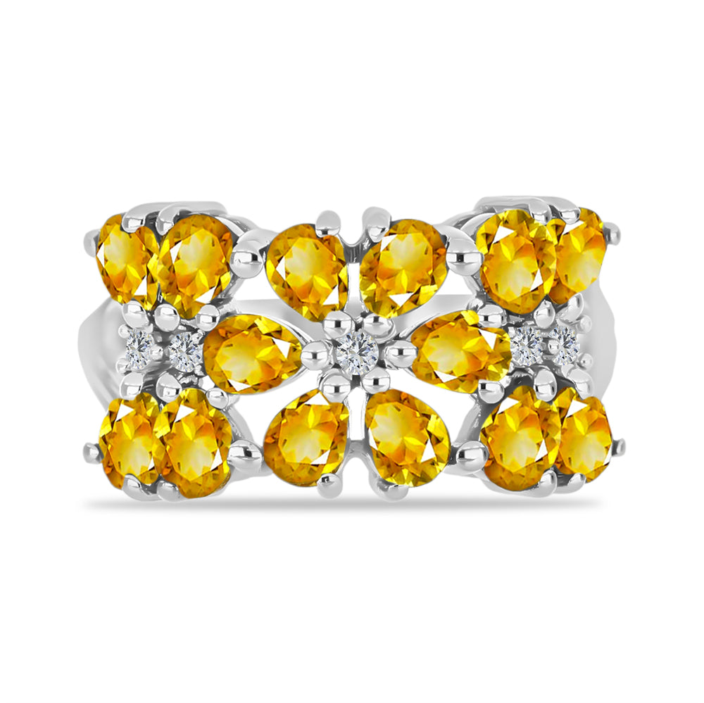 Anillo de Plata con Citrino de Río del Oro y Topacio Blanco