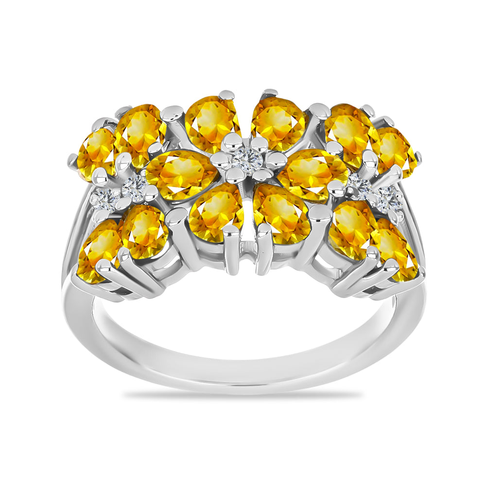 Anillo de Plata con Citrino de Río del Oro y Topacio Blanco