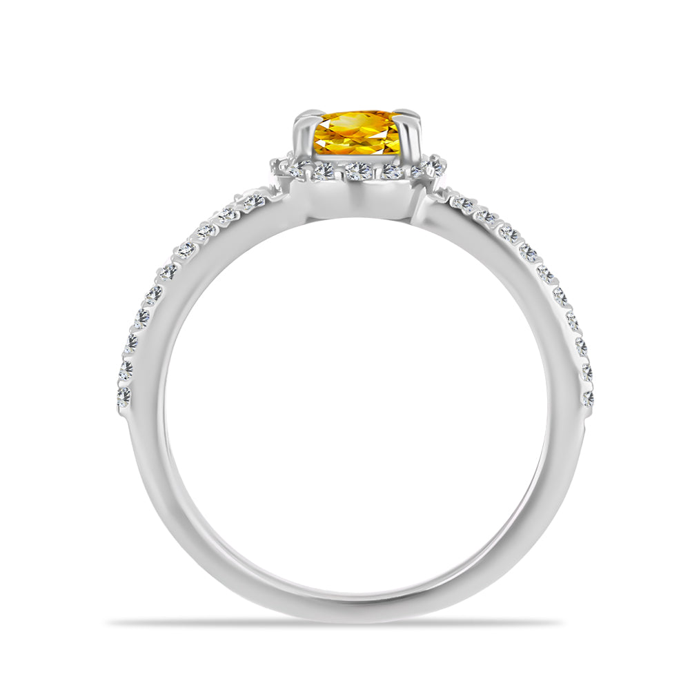 Anillo de Plata con Citrino de Río del Oro y Topacio Blanco 2 