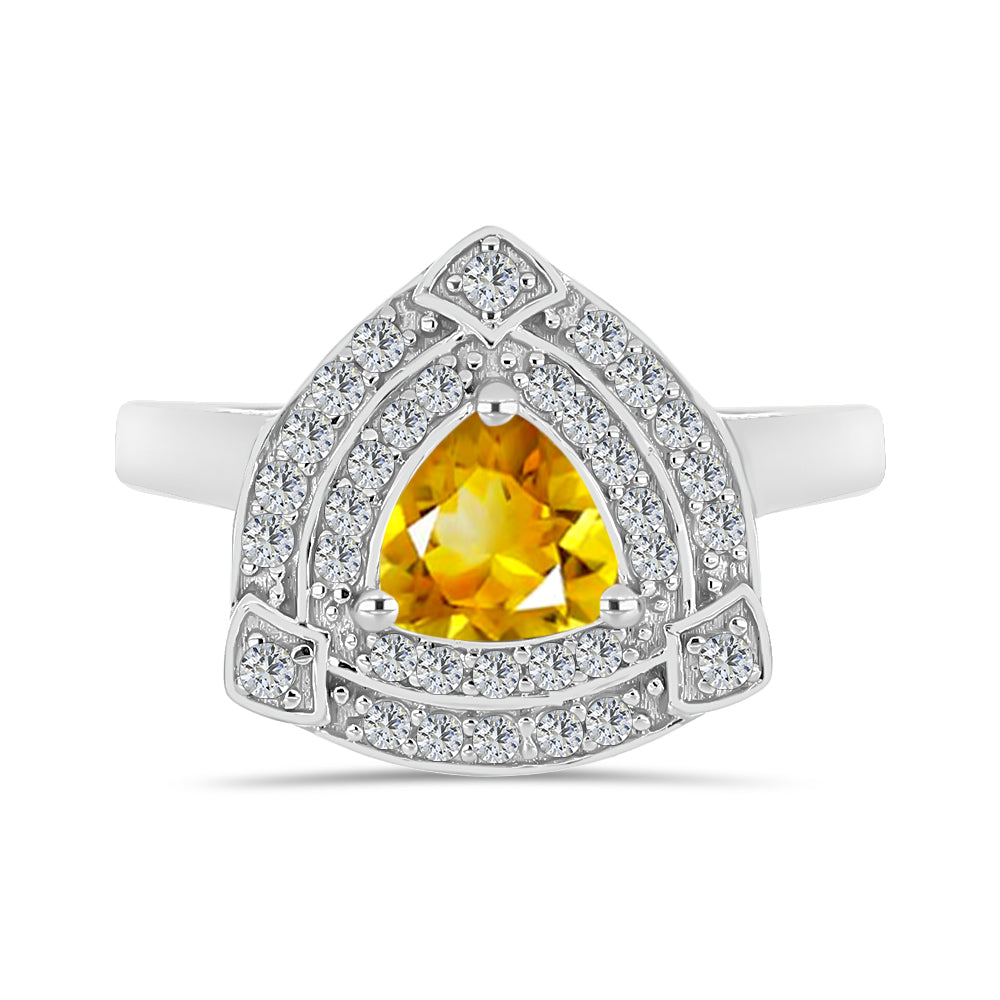 Anillo de Plata con Citrino de Río del Oro y Topacio Blanco 1 